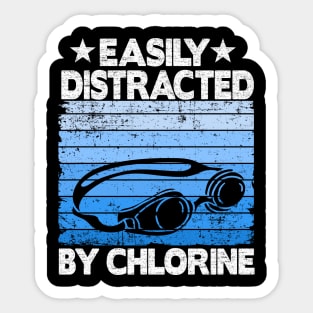 Funny Swimmer Gift Easily Distracted By Chlorine Sticker